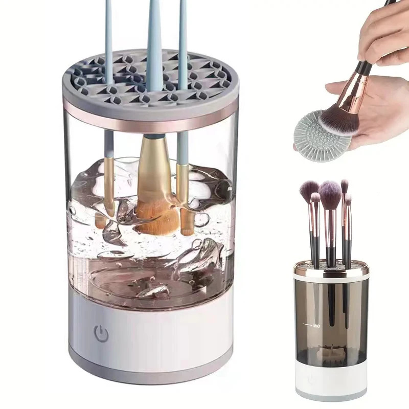 Beauty Makeup Wholesale - เครื่องทำความสะอาดแปรงแต่งหน้าไฟฟ้าอัตโนมัติ แบบพกพา ใช้พอร์ต USB พร้อมที่เก็บแปรงอายแชโดว์ และเครื่องอบแห้ง
