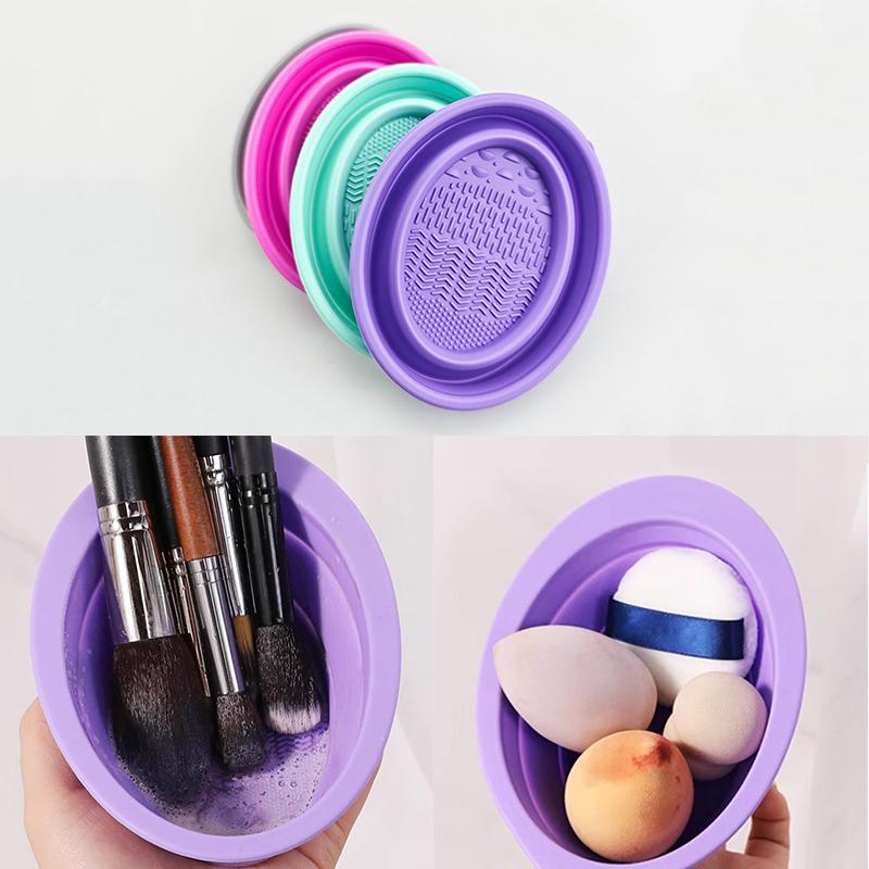 Beauty Makeup Wholesale - ซิลิโคนแปรงแต่งหน้าแปรงแต่งหน้าพับแป้งพัฟทําความสะอาดชามแปรงอายแชโดว์ล้างทําความสะอาดเครื่องมือความงาม Scrubber กล่อง