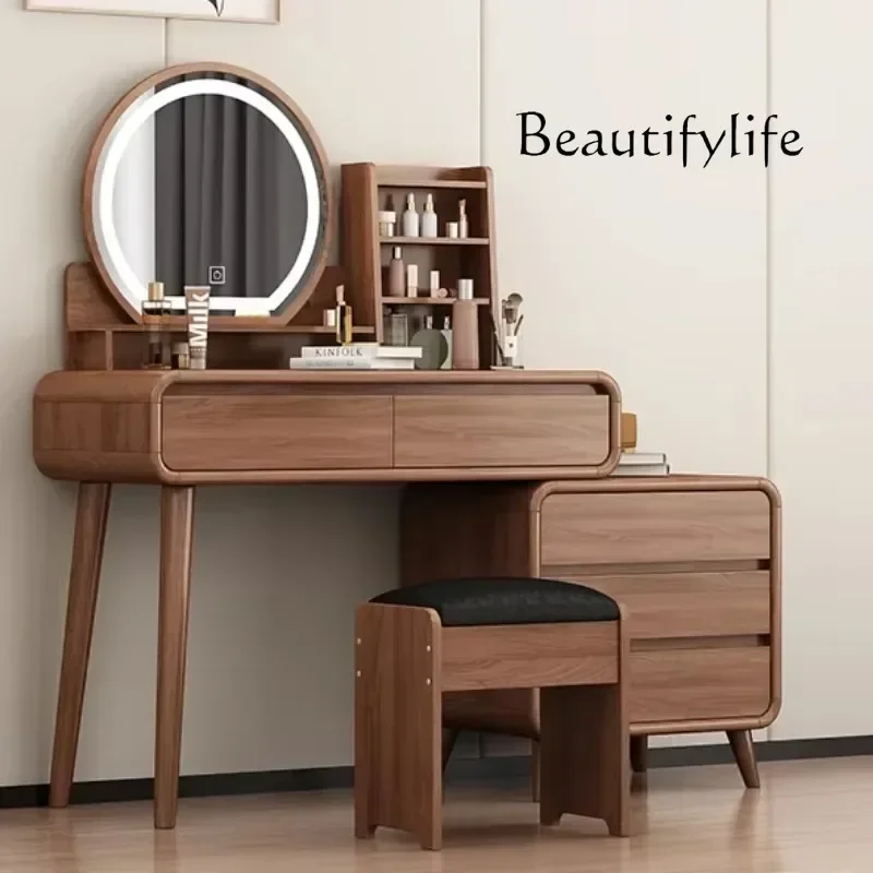 X Beauty Makeup - โต๊ะเครื่องแป้งสไตล์เกาหลี ยุคกลางศตวรรษ โต๊ะเครื่องแป้งแบบมินิมอล โต๊ะเครื่องแป้งขนาดใหญ่ ที่จัดระเบียบเครื่องสำอางสุดอินเทรนด์