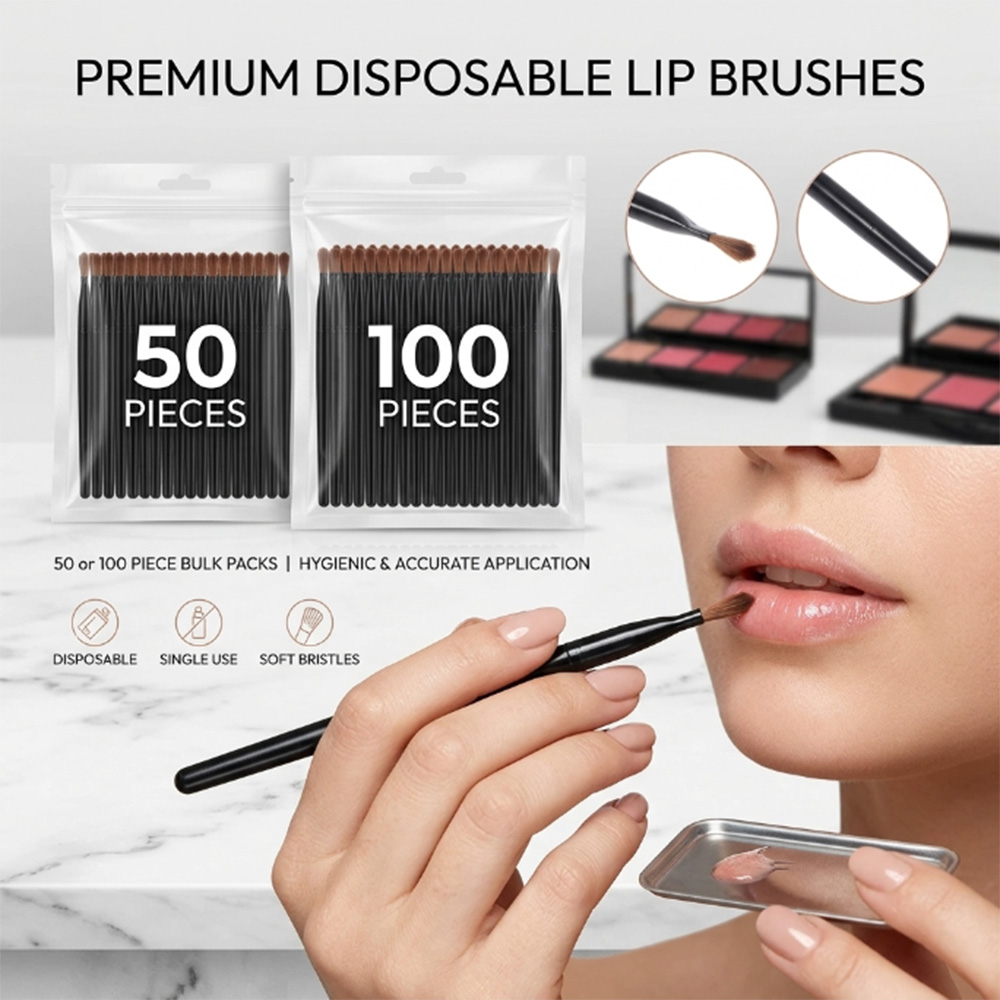 Beauty Makeup Wholesale - 50/100 ชิ้นชุดแปรงทาปากแบบใช้แล้วทิ้งลิปสติกกลอส แวนด์ อพพลิเคเตอร์แปรงแต่งหน้าเครื่องมือความงามระดับมืออาชีพเครื่องสำอาง