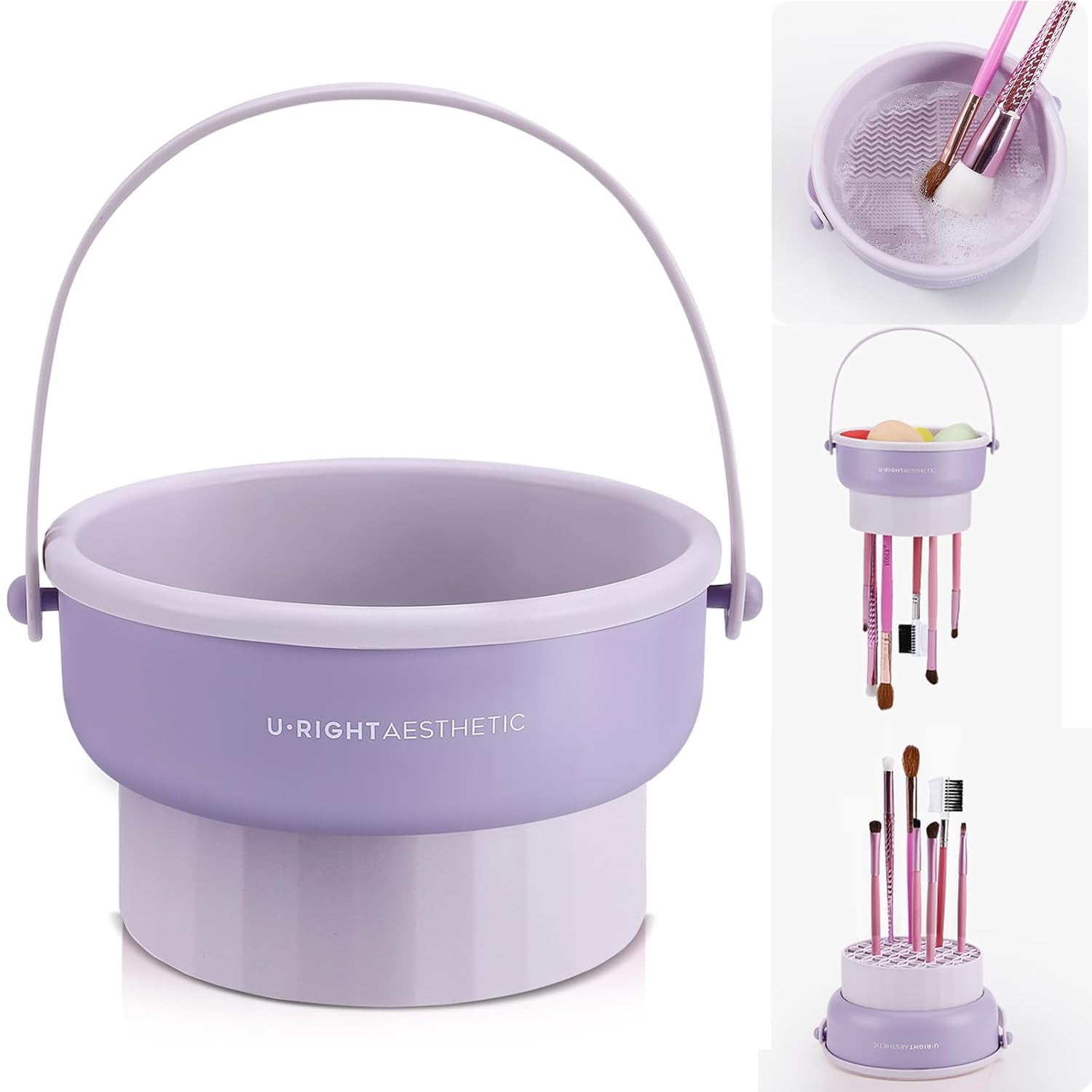 Beauty Makeup Tools Set - ชุดอุปกรณ์ทำความสะอาดแปรงแต่งหน้า ชามทำความสะอาดพัฟไข่ ชุดเก็บแปรงและพัฟ ที่วางซิลิโคนสำหรับทำความสะอาดและตากแปรง