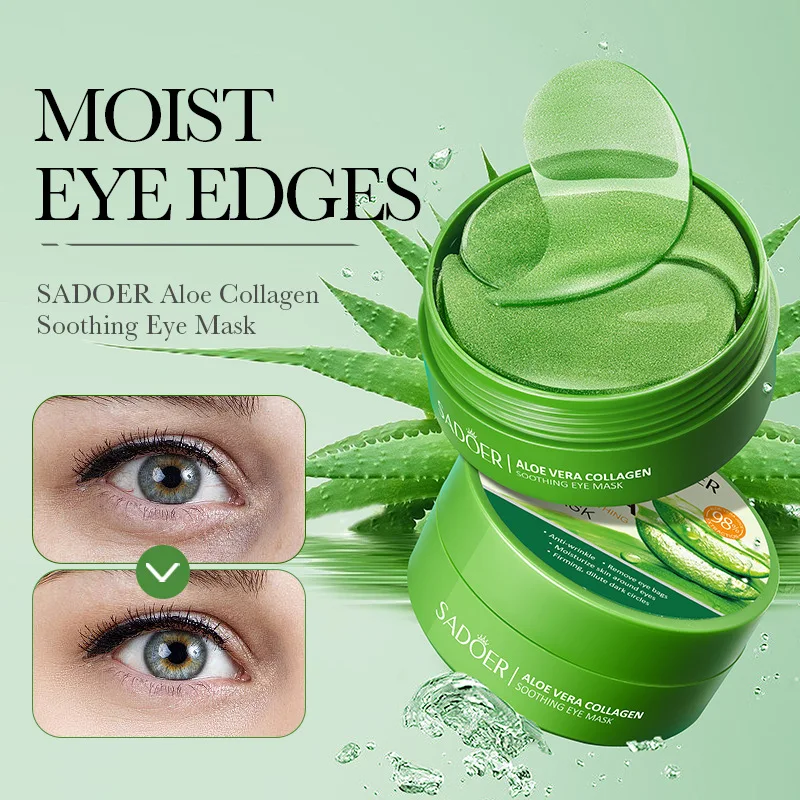 Collagen Eye Patch - SAODER 60 ชิ้นแผ่นแปะใต้ตาคอลลาเจนว่านหางจระเข้ป้องกันรอยคล้ำใต้ตาให้ความชุ่มชื้นกระชับภายใต้ตาผลิตภัณฑ์ดูแลผิว