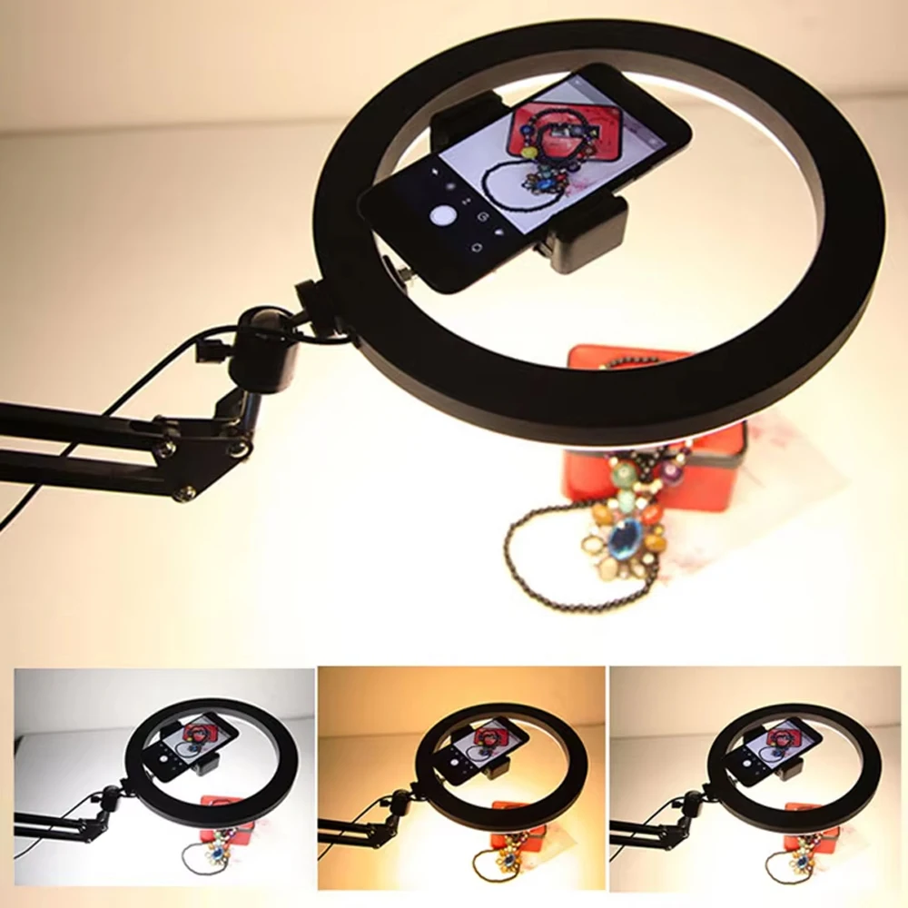 Led Ring Light - Nice Overhead ขาตั้งกล้องแหวนสําหรับโทรศัพท์มือถือเดสก์ท็อปการถ่ายภาพวิดีโอตารางแนวนอนสมาร์ทโฟน Tripe สําหรับ Cook