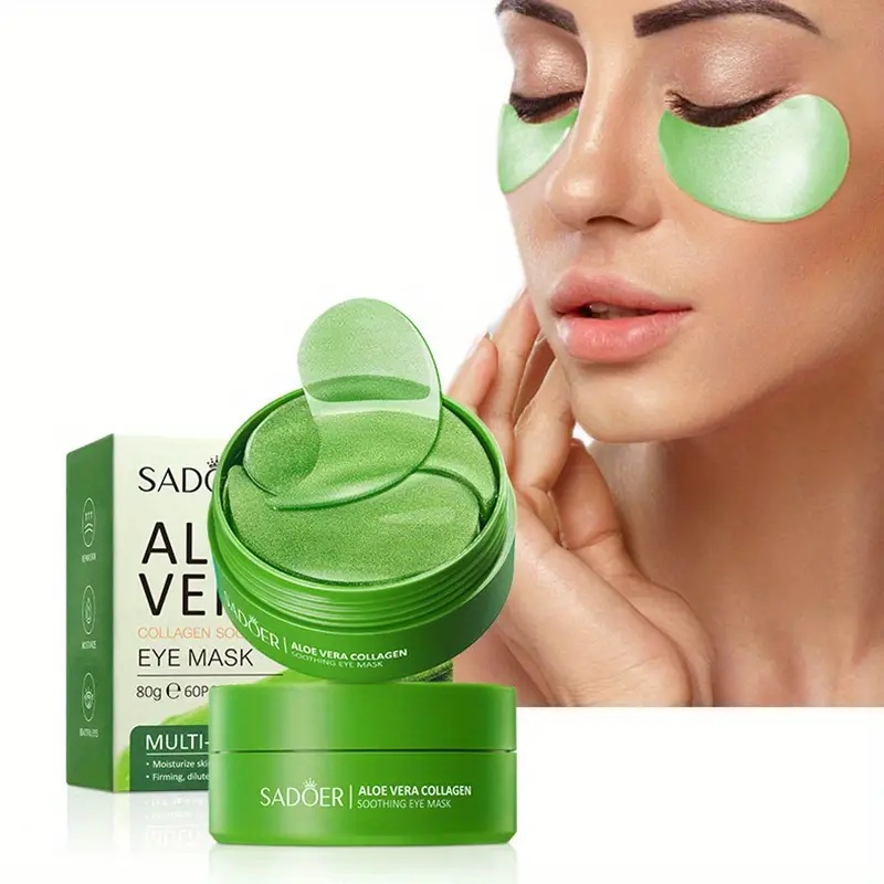 Collagen Eye Patch - แผ่นมาส์กรอบดวงตาคอลลาเจนว่านหางจระเข้ 60 ชิ้น - สูตรไม่ก่อให้เกิดอาการแพ้ ให้ความชุ่มชื้นอย่างล้ำลึก