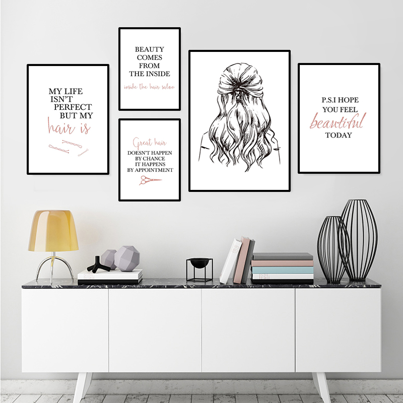 Makeup Is Beauty Quotes - ร้านตัดผมอ้างโปสเตอร์ศิลปะทรงผมภาพผนังความงามภาพวาดผ้าใบแต่งหน้าตกแต่งบ้านร้านทําผมภาพพิมพ์