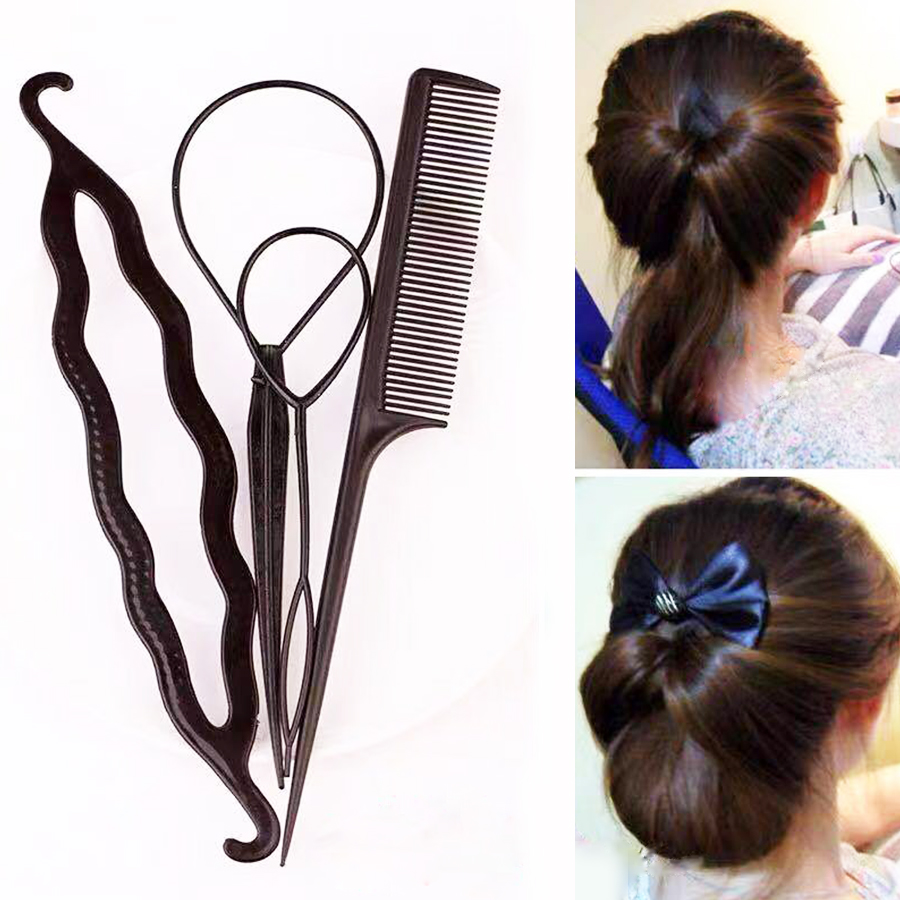 Beauty Makeup Wholesale - Elegant 4pcs ผม Braiding ชุดเครื่องมือ Bun
