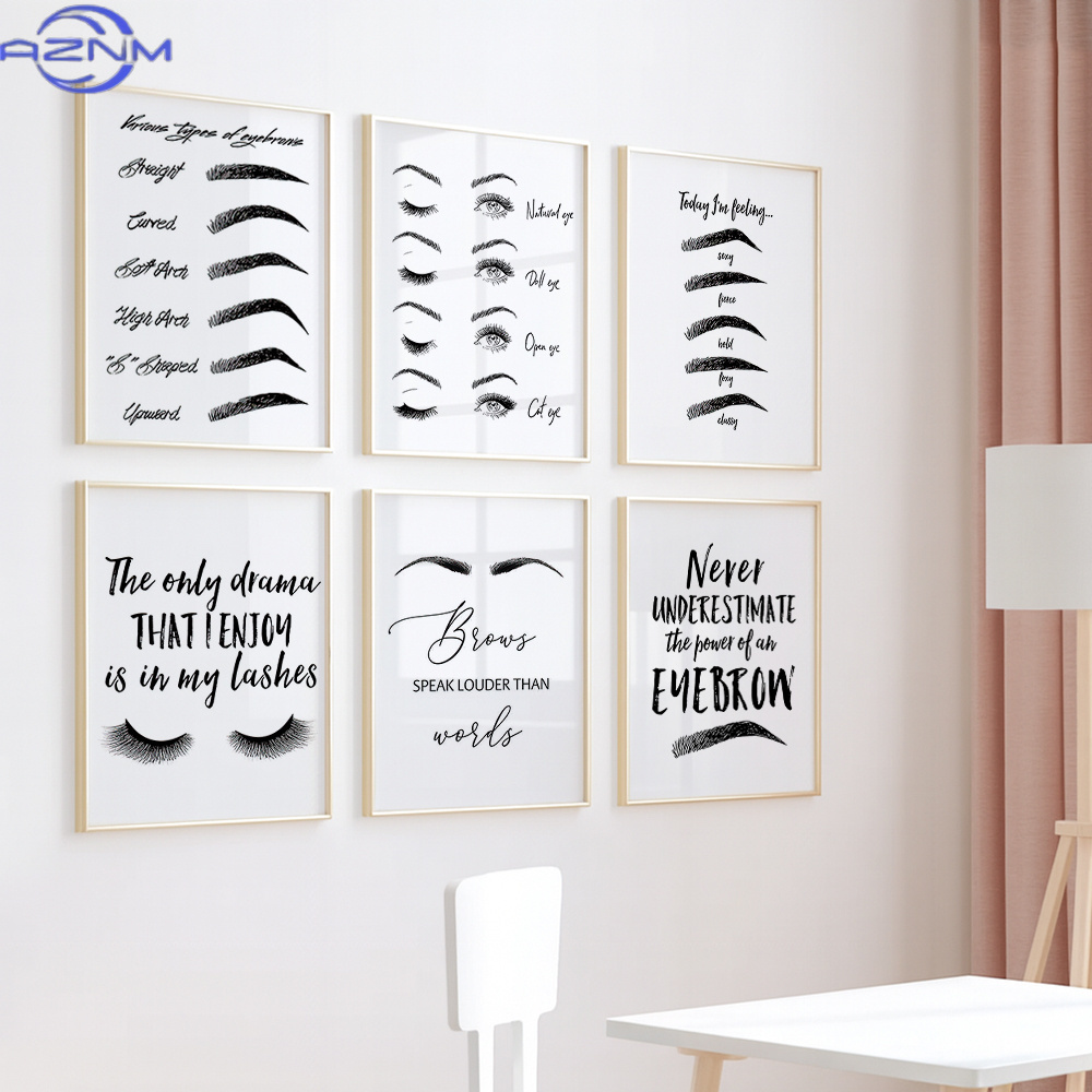 ชุดภาพพิมพ์บนผ้าใบลายคิ้วและขน - Makeup Is Beauty Quotes บทวิจารณ์และราคา