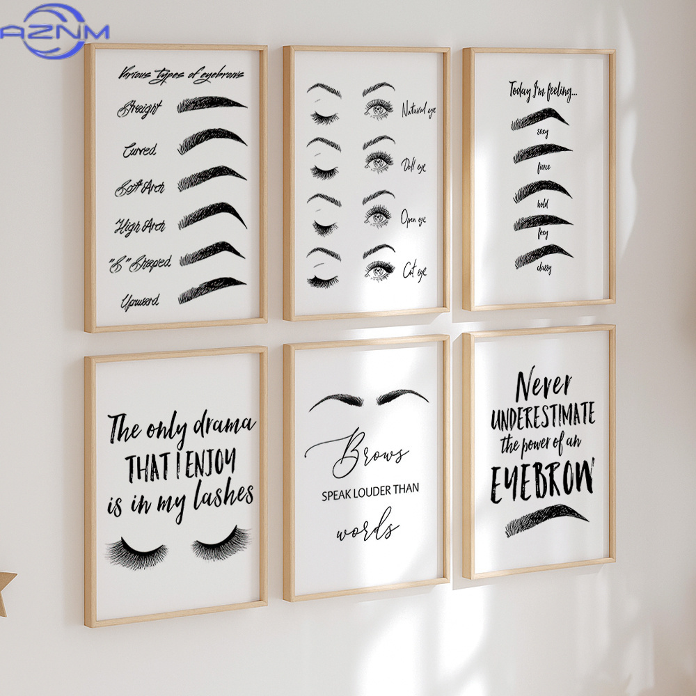 ชุดภาพพิมพ์บนผ้าใบลายคิ้วและขน - Makeup Is Beauty Quotes บทวิจารณ์และราคา