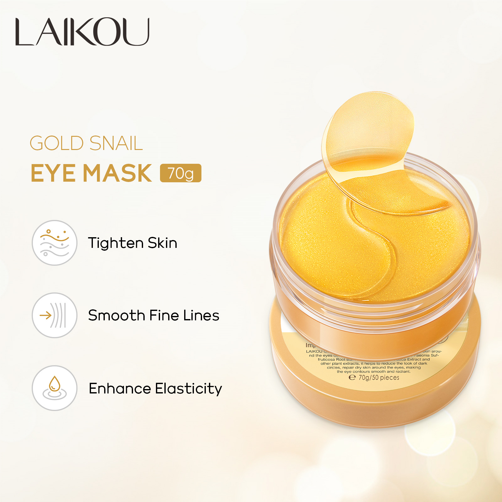 LAIKOU 50 ชิ้น โกลเด้น สเนล คอ - Collagen Eye Patch บทวิจารณ์และราคา