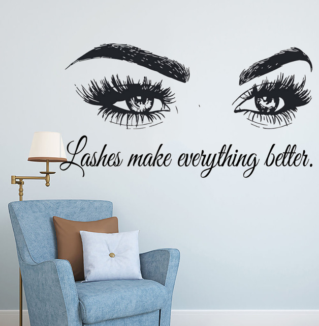ขนตาไวนิล Wall Decal ร้านเสริม - Makeup Is Beauty Quotes บทวิจารณ์และราคา