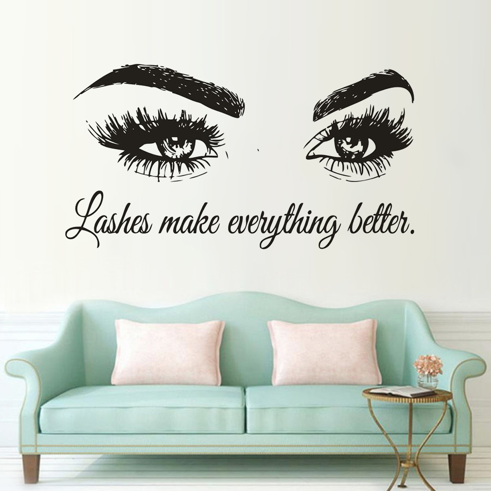 ขนตาไวนิล Wall Decal ร้านเสริม - Makeup Is Beauty Quotes บทวิจารณ์และราคา