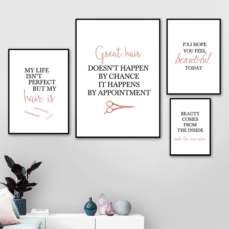 ร้านตัดผมอ้างโปสเตอร์ศิลปะทรงผ - Makeup Is Beauty Quotes บทวิจารณ์และราคา