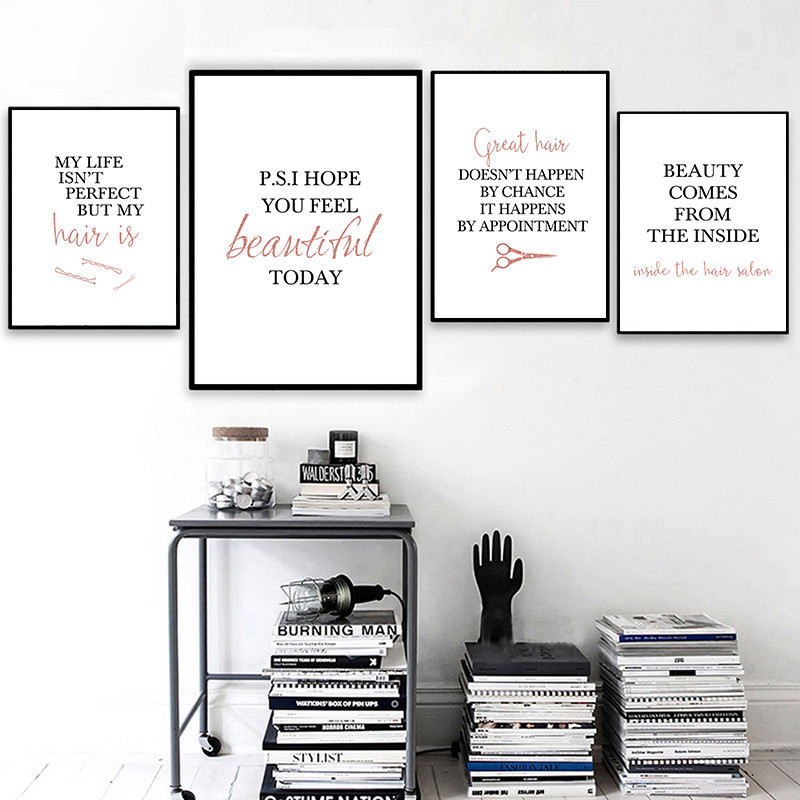 ร้านตัดผมอ้างโปสเตอร์ศิลปะทรงผ - Makeup Is Beauty Quotes บทวิจารณ์และราคา