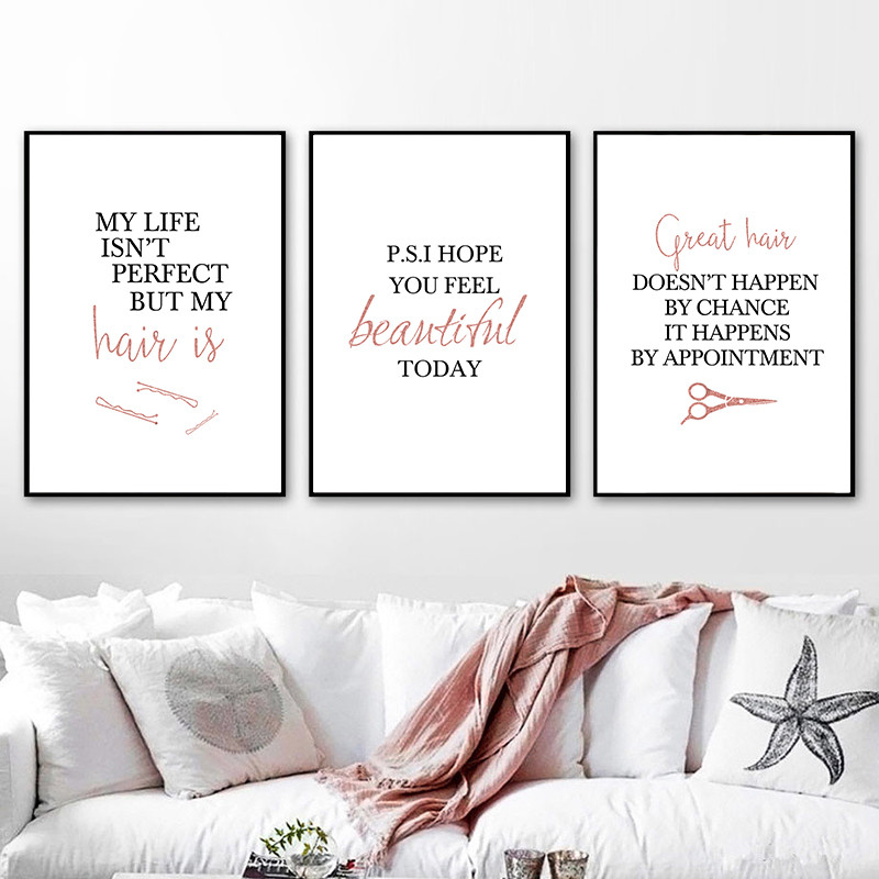 ร้านตัดผมอ้างโปสเตอร์ศิลปะทรงผ - Makeup Is Beauty Quotes บทวิจารณ์และราคา